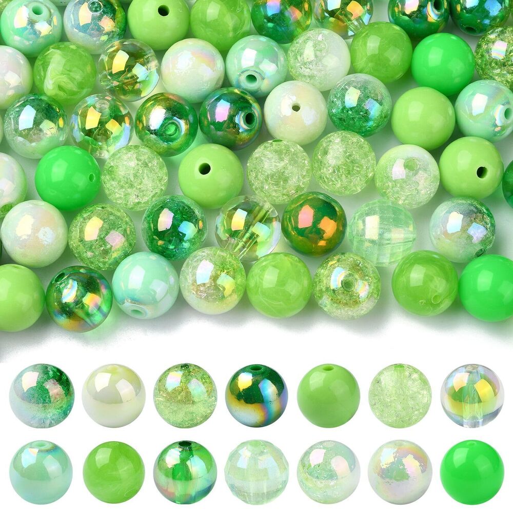 9937 100 Pcs Lawn Green Acrylic Bubblegum Beads Chunky Jumbo Plastic Beads